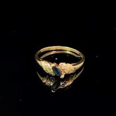 10k Yellow Gold, Synthetic Sapphire & 4 Diamond Ring .020 CTW Size 5.75